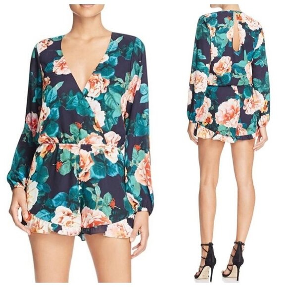 Show Me Your Mumu Size XS Blue Multi Rocky Rose Floral LS One Piece Jumpsuit - Picture 2 of 8
